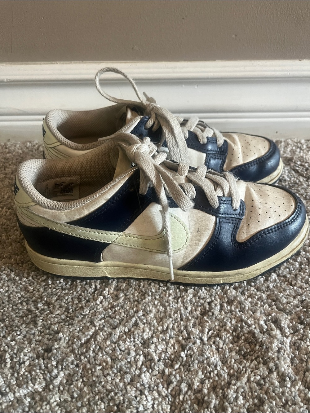 Nike Dunk Low Little Kids' Shoes Size 3 Navy and Mint
